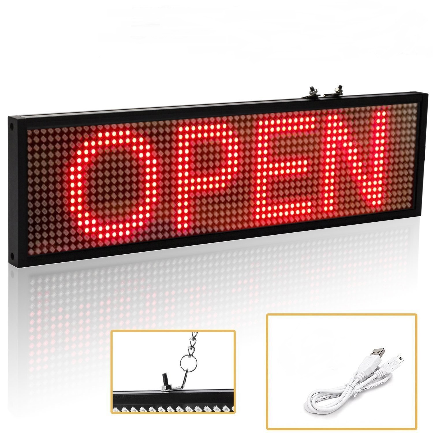 Panneau LED P10 avec WiFi - Panneaux LED programmables en couleur pour  l'extérieur 39 x 14 pouces avec affichage LED à défilement programmable  haute